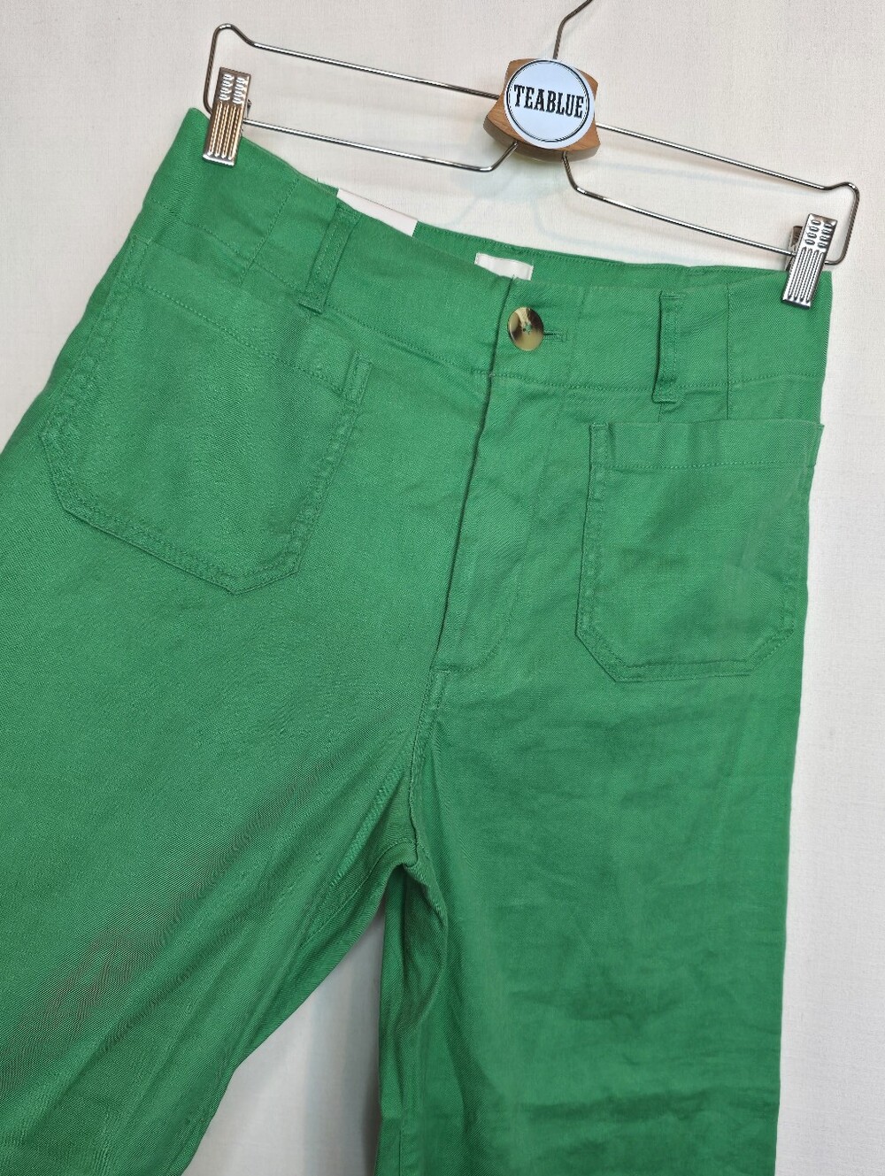 Maeve Colette European Linen Stretch High-Rise Wide-Leg Pants 28 Green - Picture 8 of 14